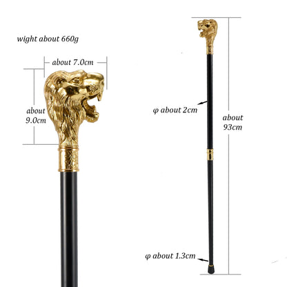 Gold Lion Head Walking Cane