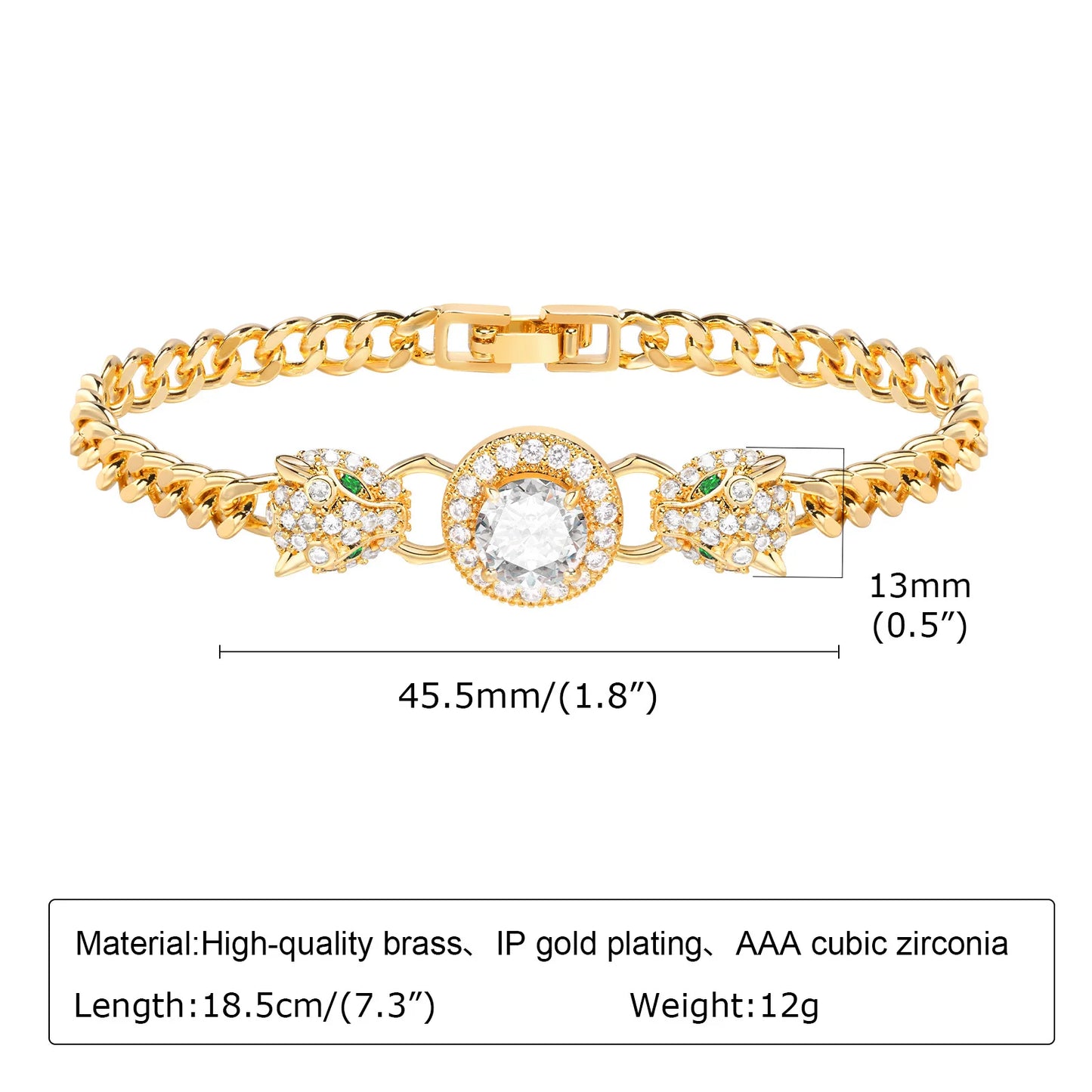 CZ Charm Cuban Chain Bracelet