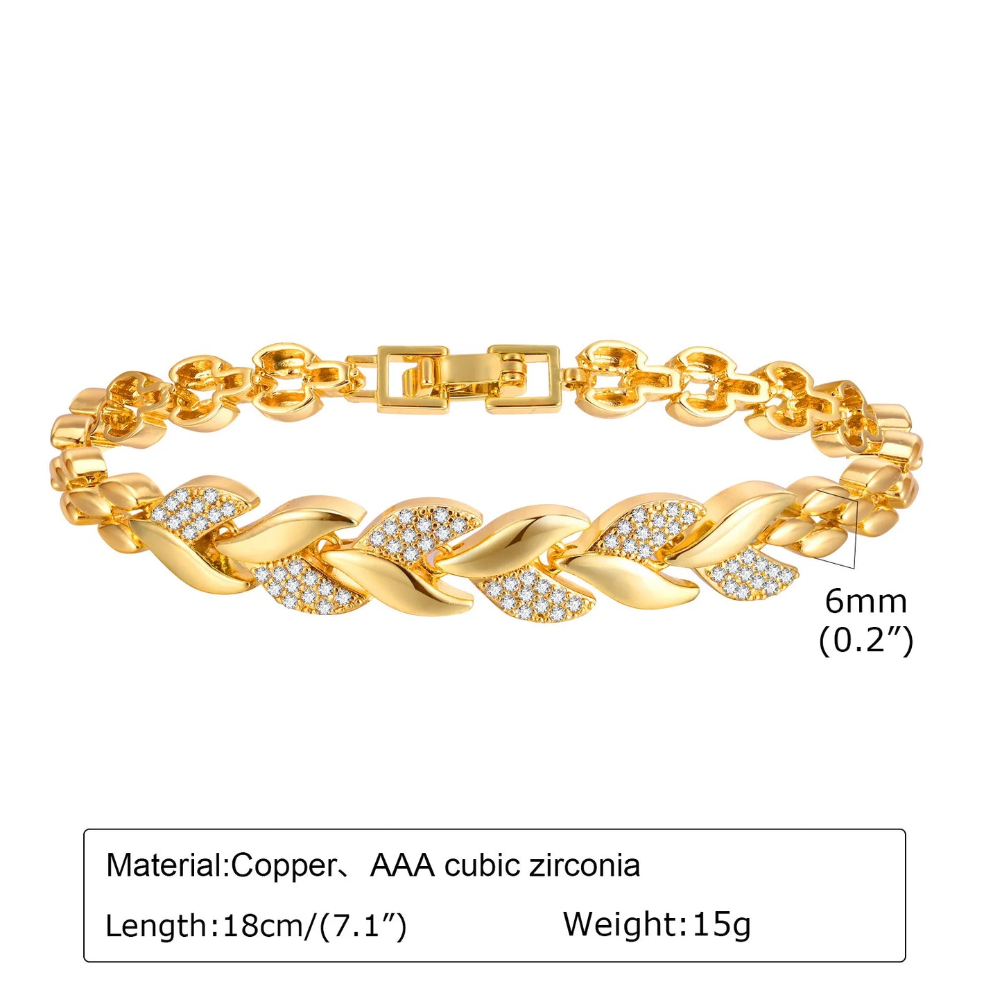 CZ Love Charm Chain Bracelet