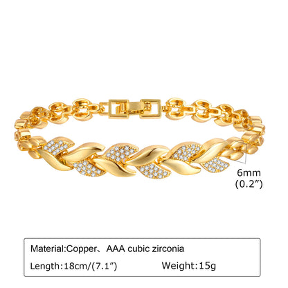 CZ Love Charm Chain Bracelet
