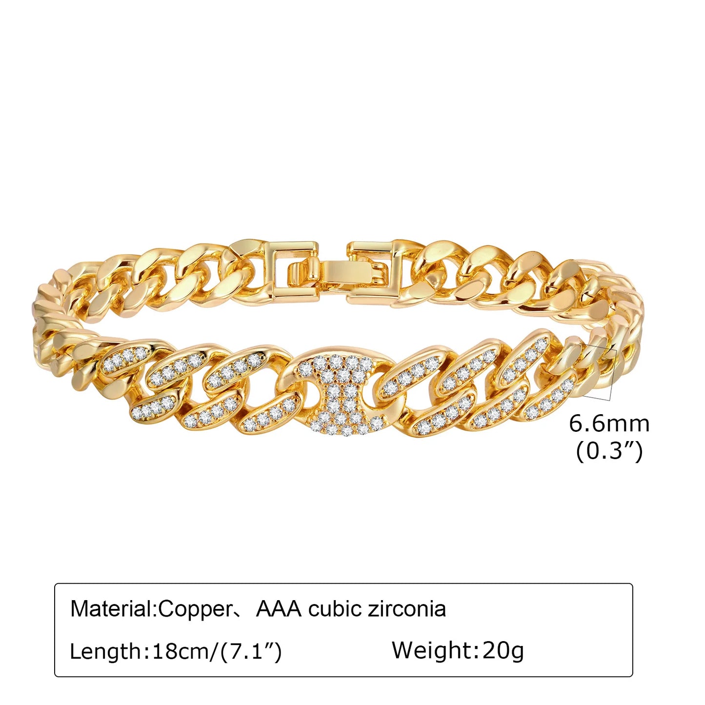 CZ Love Charm Chain Bracelet