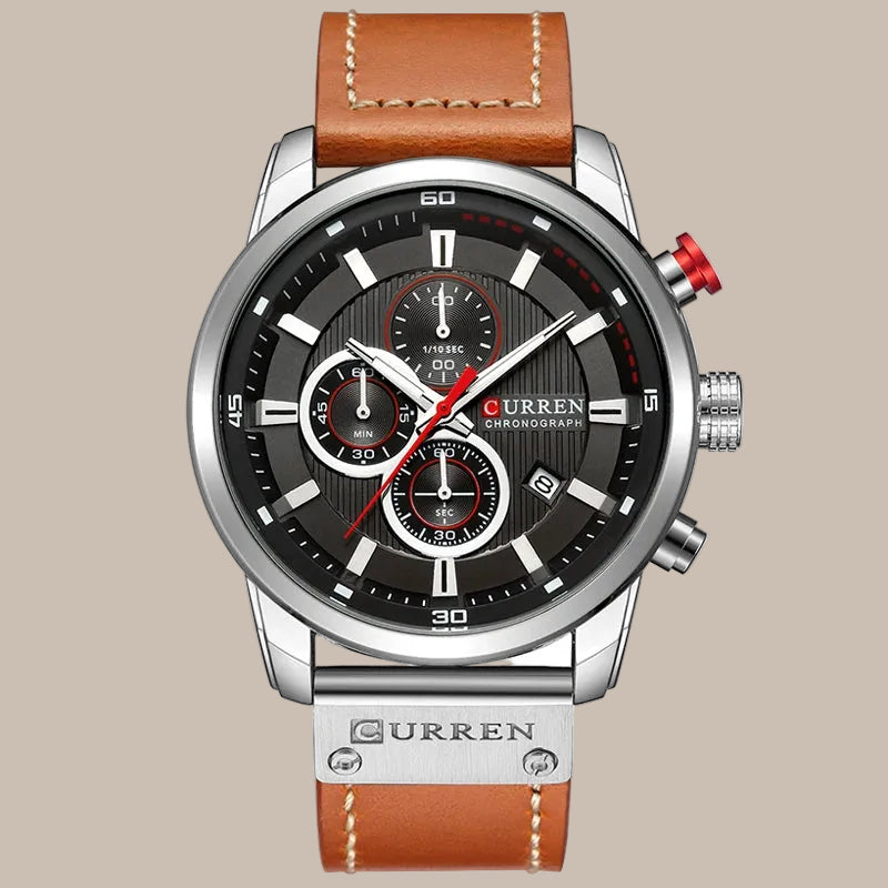 Men’s Leather Quartz Watch