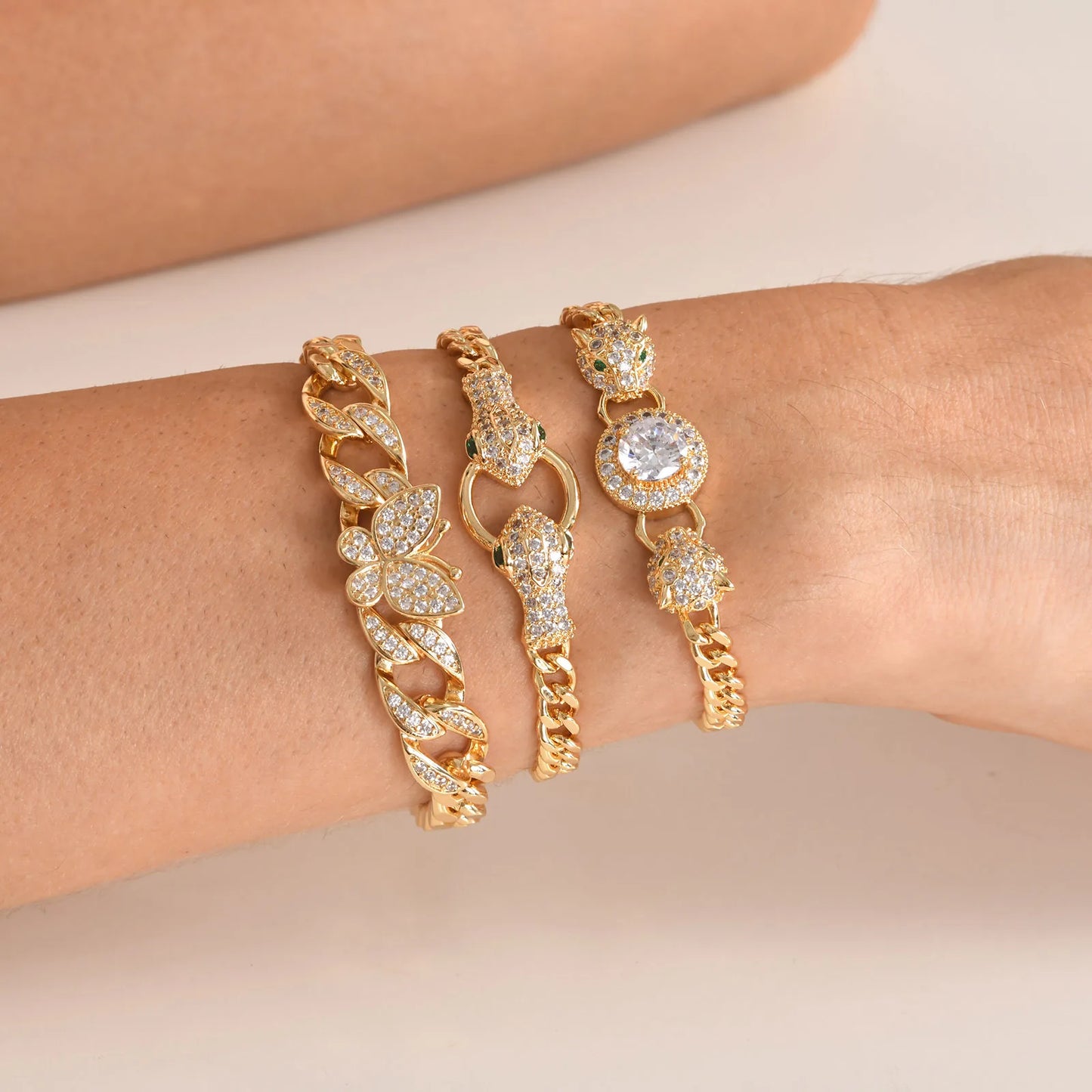 CZ Charm Cuban Chain Bracelet