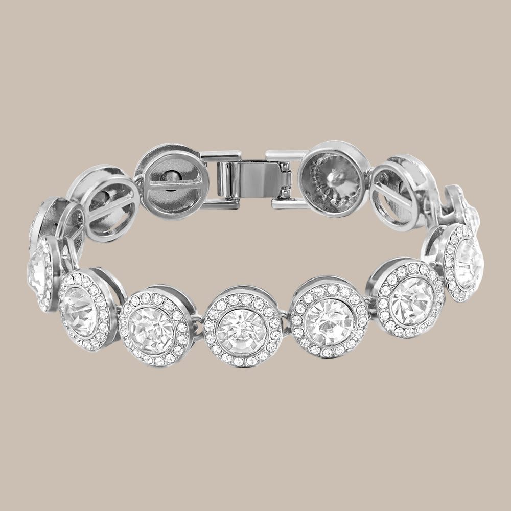 Rhinestone Paved Heart Cuban Chain Bracelet