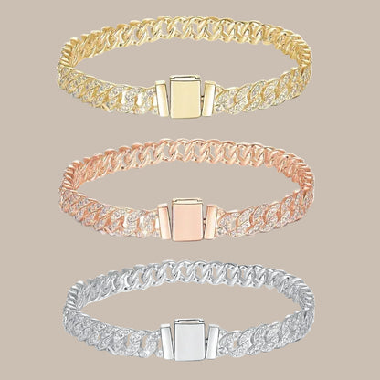 Gold Cuban Chain Inlaid Bracelet & Necklace Set