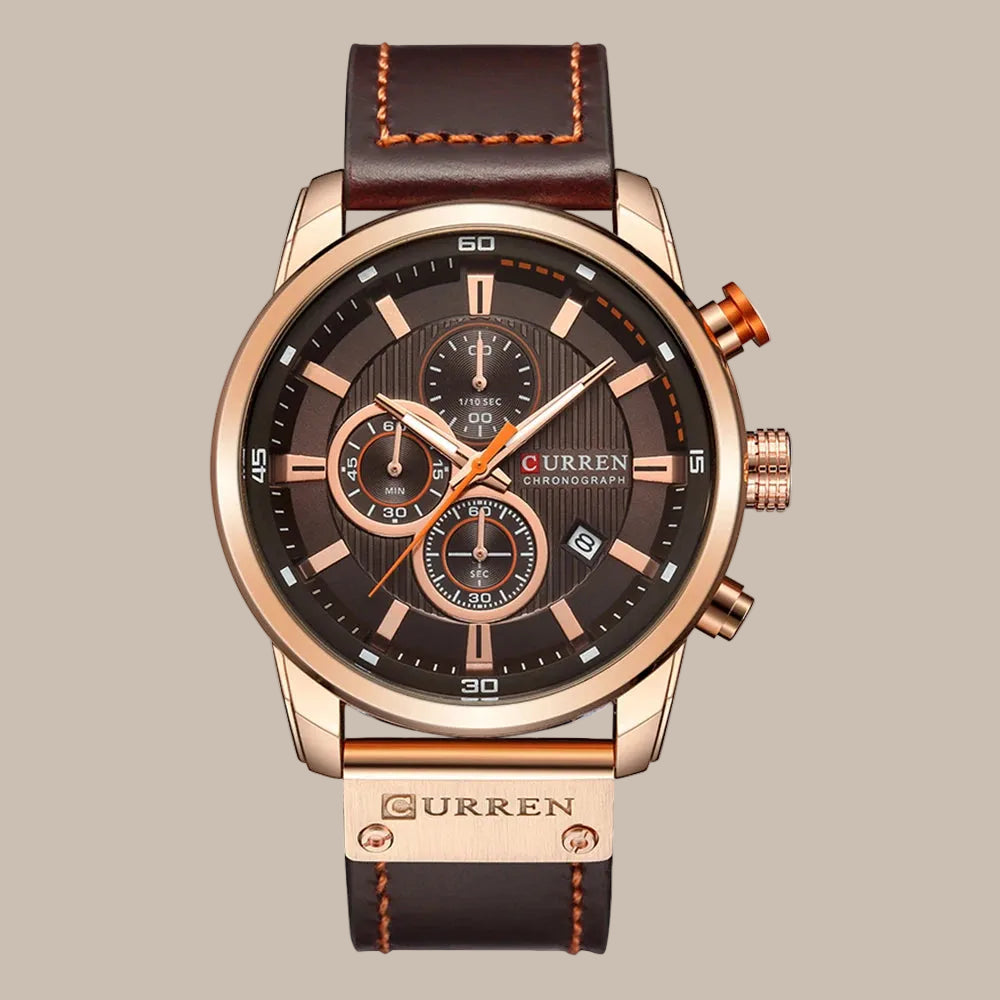 Men’s Leather Quartz Watch