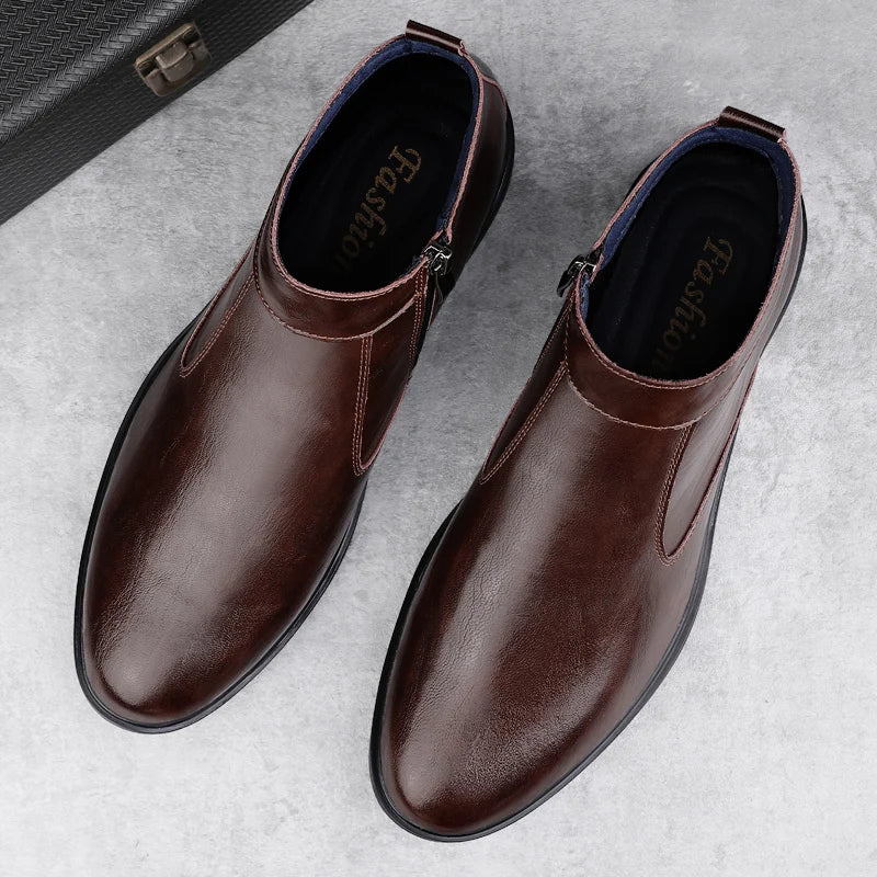 Men's Winter Plush Leather Boots