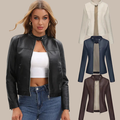 Women's Fitted Slim PU Jacket