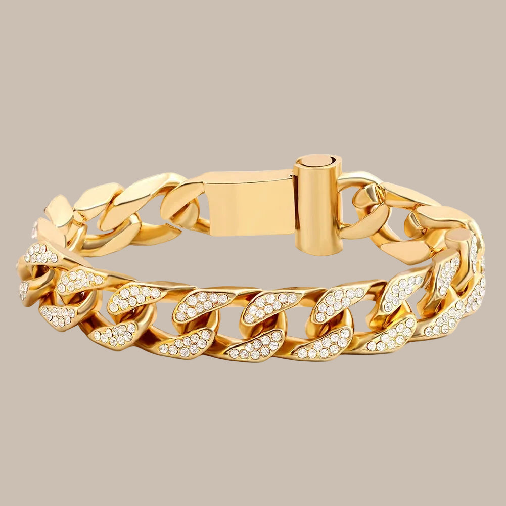 Full Rhinestone Prong Cuban Link Bracelet