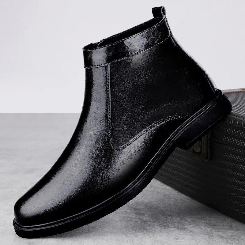 Men's Winter Plush Leather Boots