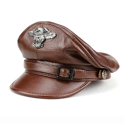 Retro Military Leather Cap