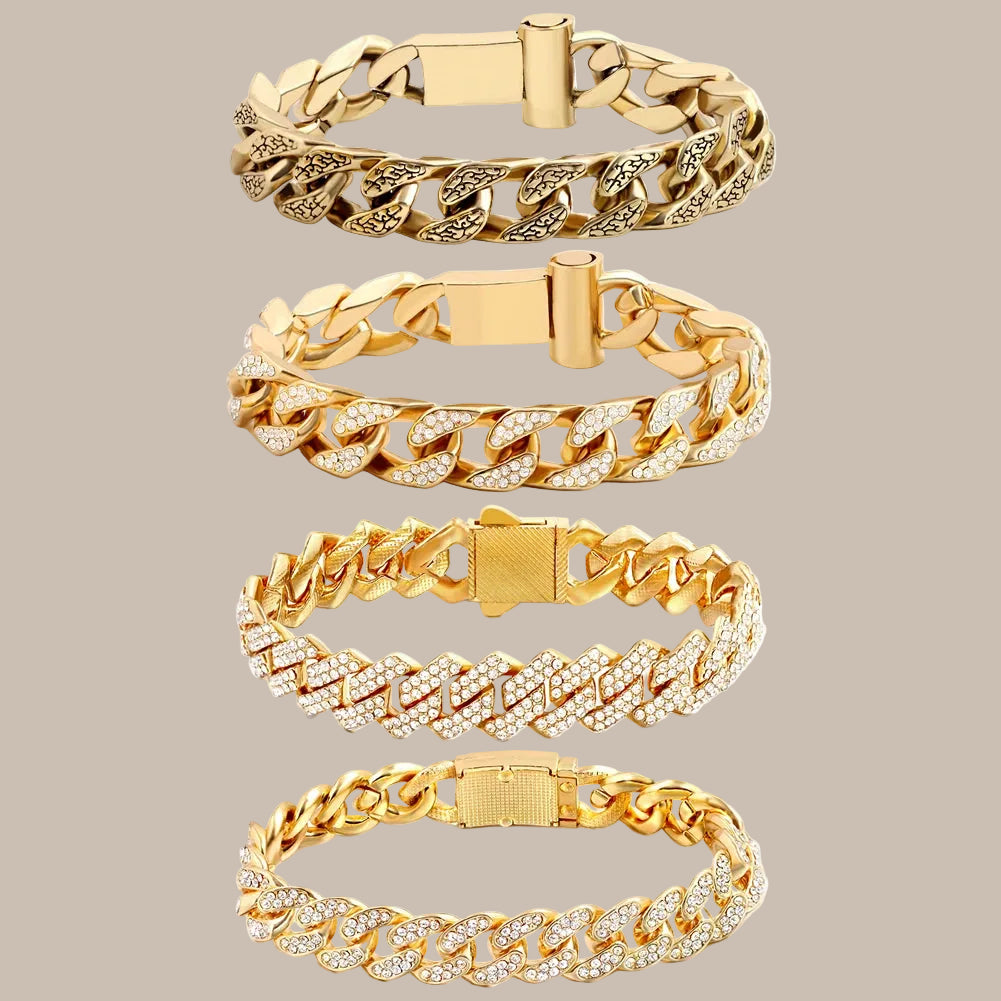 Full Rhinestone Prong Cuban Link Bracelet