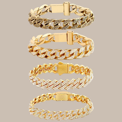 Full Rhinestone Prong Cuban Link Bracelet