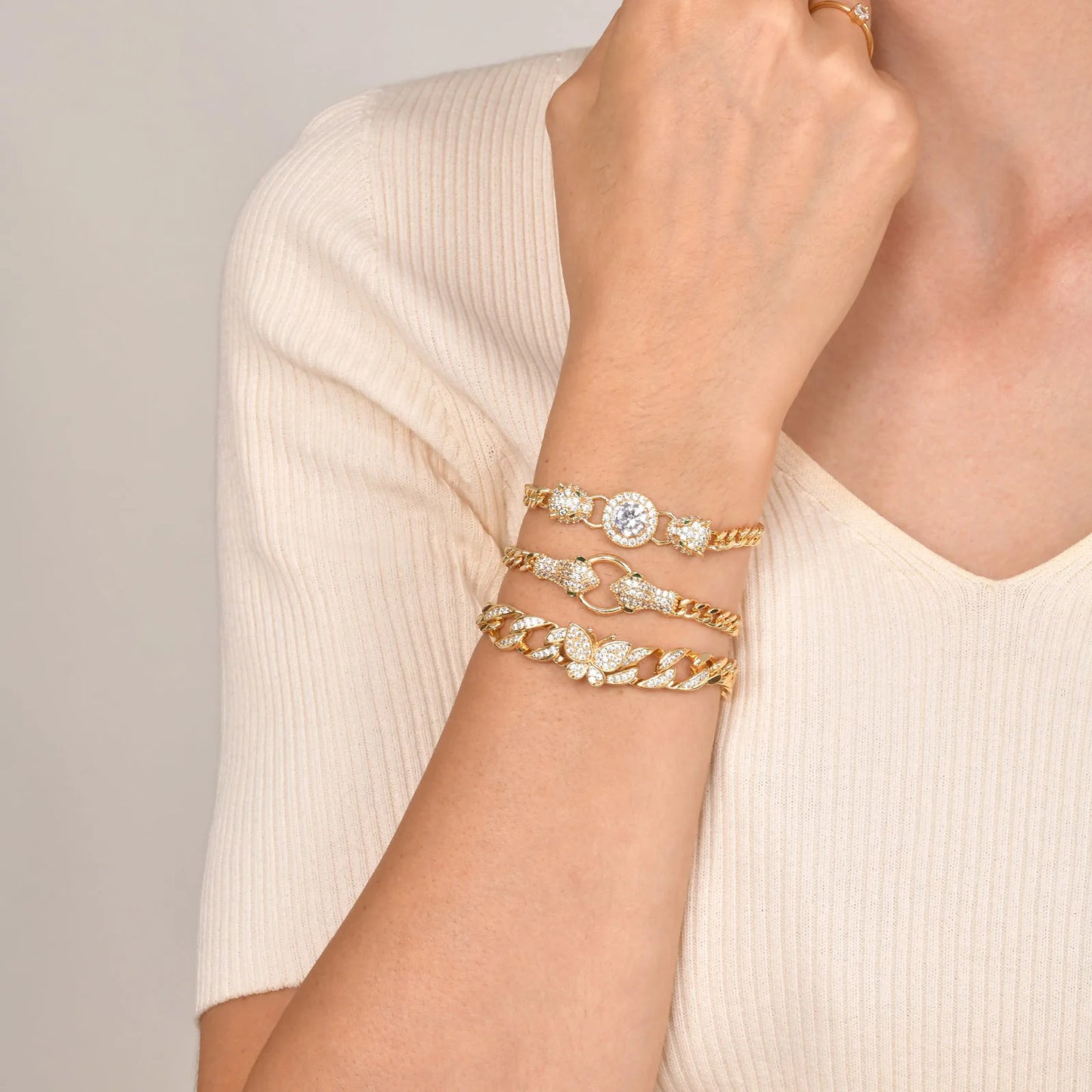 CZ Charm Cuban Chain Bracelet