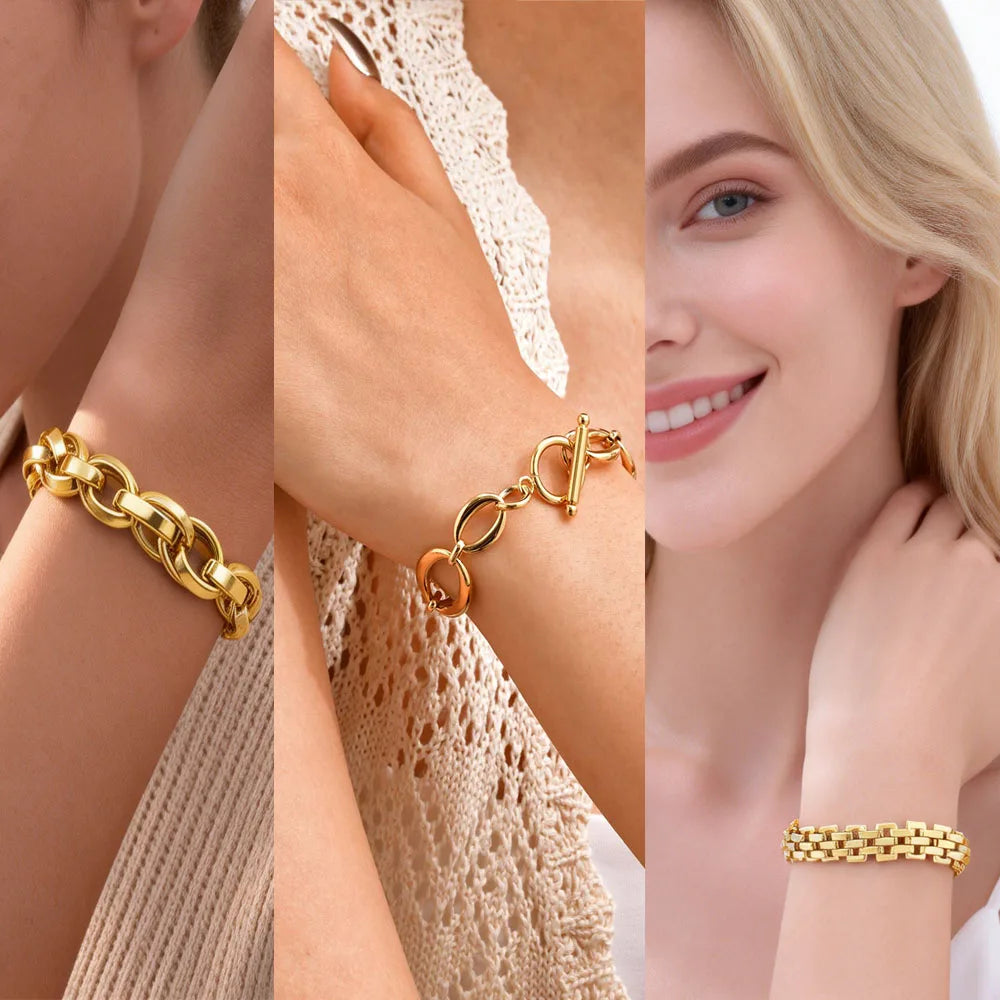 Gold-Tone Toggle Clasp Chain Bracelet