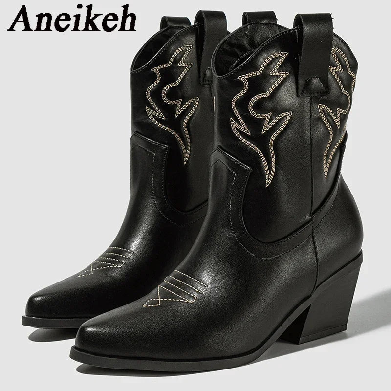 Embroidered Ankle Boots
