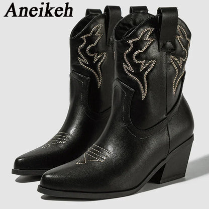 Embroidered Ankle Boots