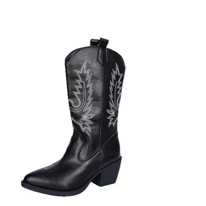 Pointed Toe Mid Heel Boots
