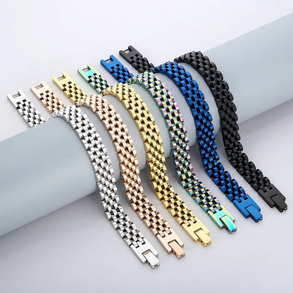 10mm Watchband-Style Stainless Steel Bracelet