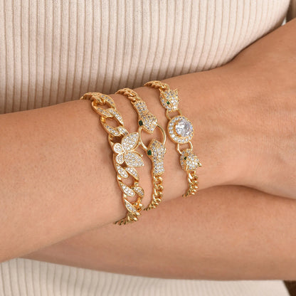 CZ Charm Cuban Chain Bracelet