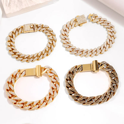 Full Rhinestone Prong Cuban Link Bracelet