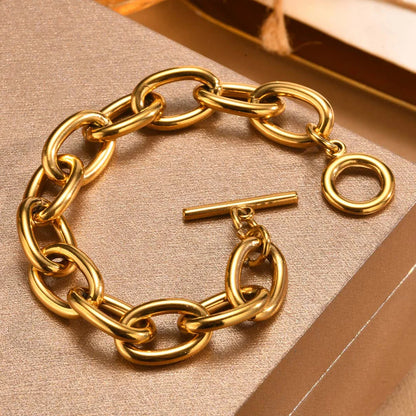 Gold-Tone Toggle Clasp Chain Bracelet