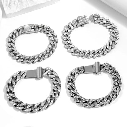Full Rhinestone Prong Cuban Link Bracelet