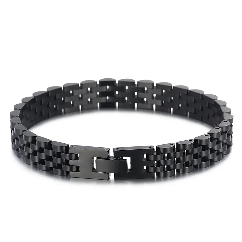 10mm Watchband-Style Stainless Steel Bracelet