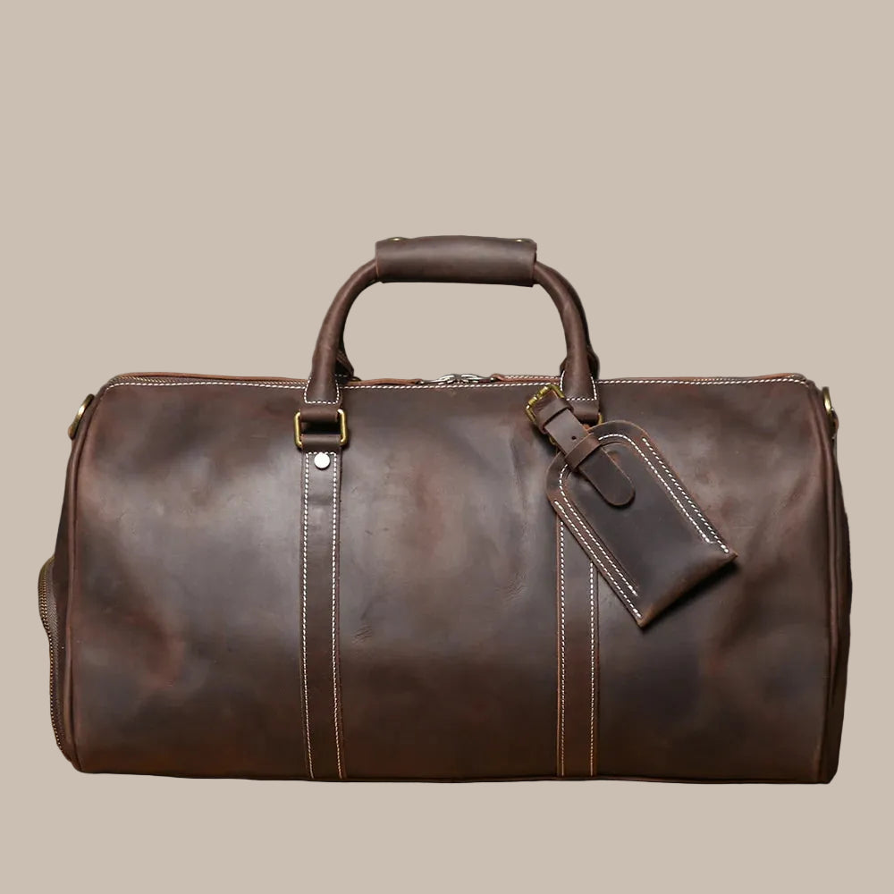 Men's Vintage Crazy Horse Leather Duffle