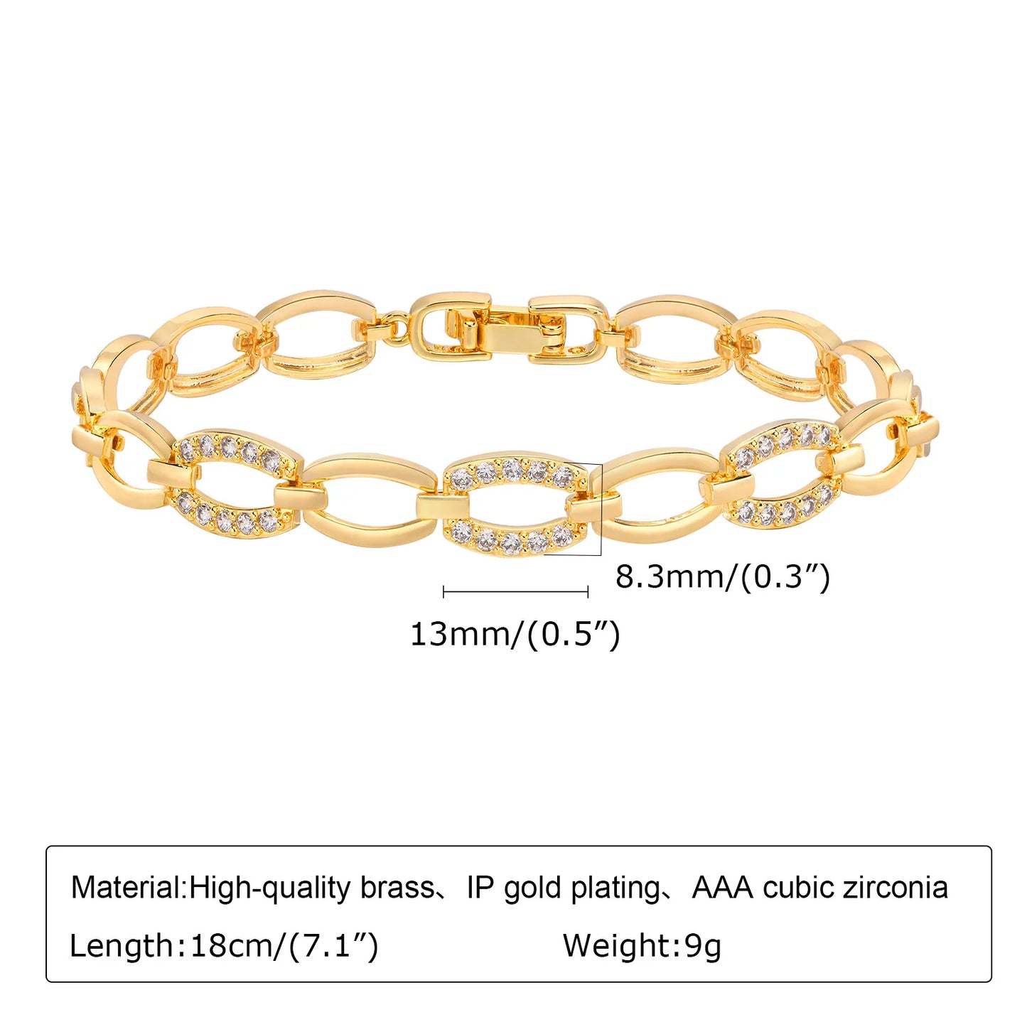 CZ Charm Cuban Chain Bracelet
