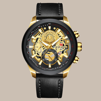 Men's Gold Dial 45mm Leather Watch