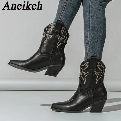 Embroidered Ankle Boots