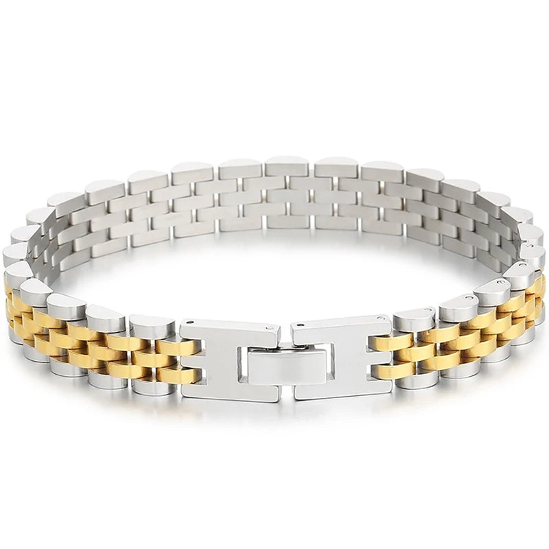10mm Watchband-Style Stainless Steel Bracelet