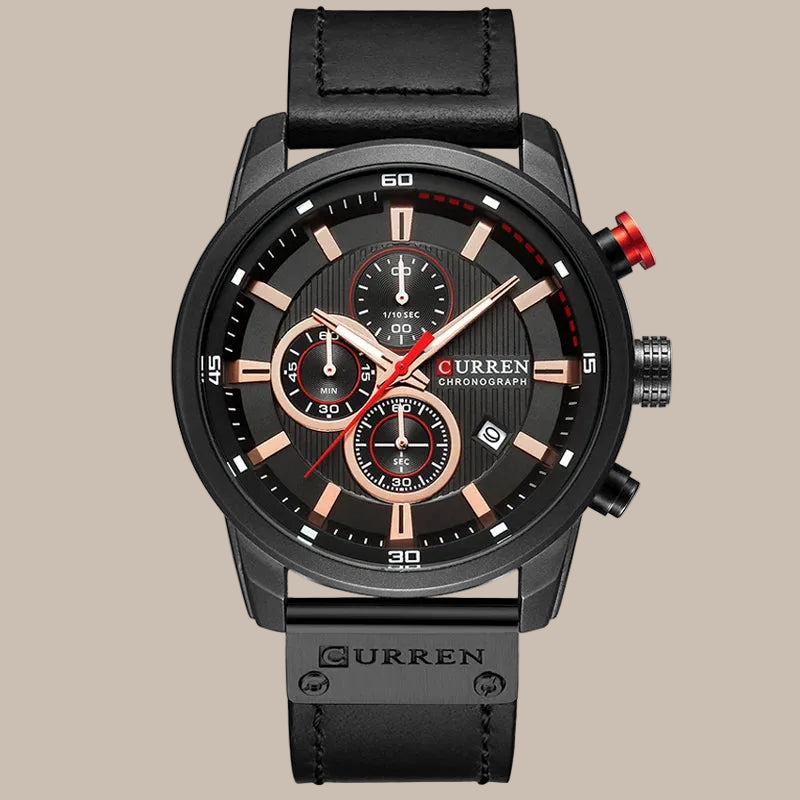 Men’s Leather Quartz Watch