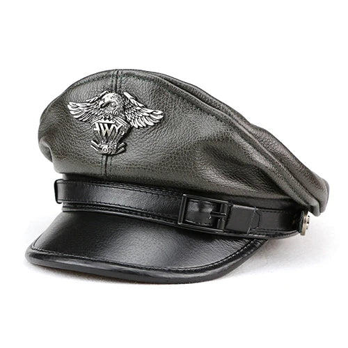 Retro Military Leather Cap