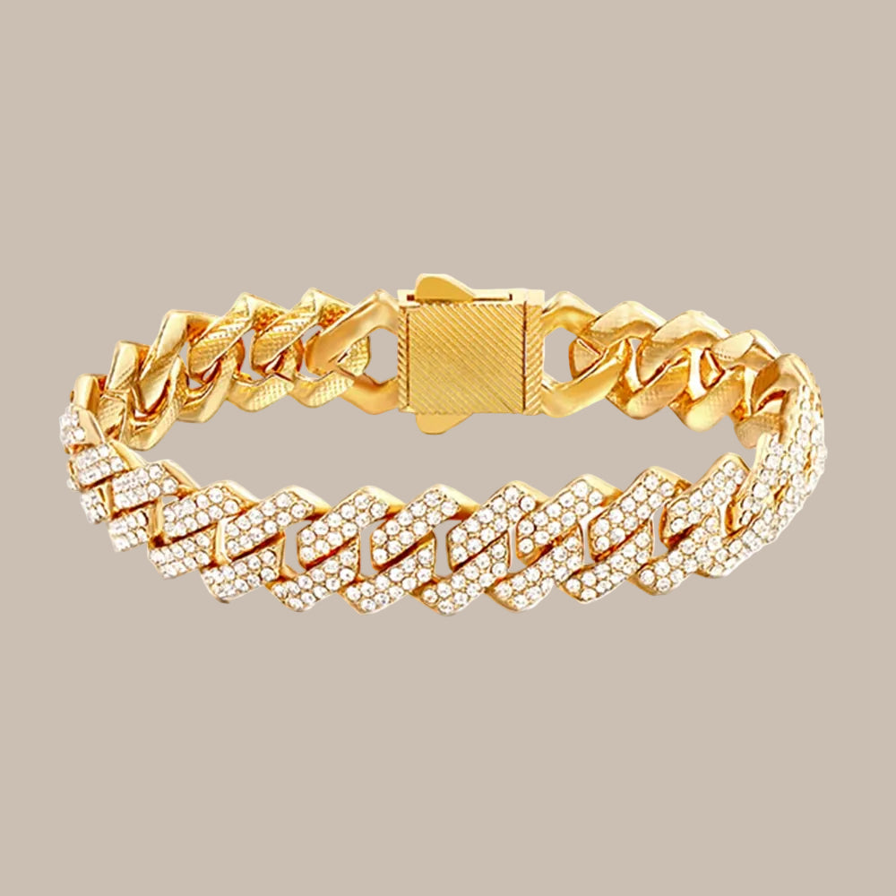 Full Rhinestone Prong Cuban Link Bracelet
