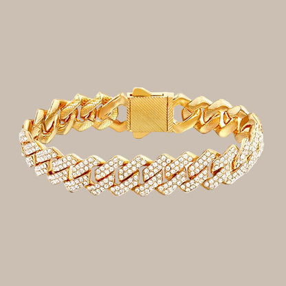 Full Rhinestone Prong Cuban Link Bracelet