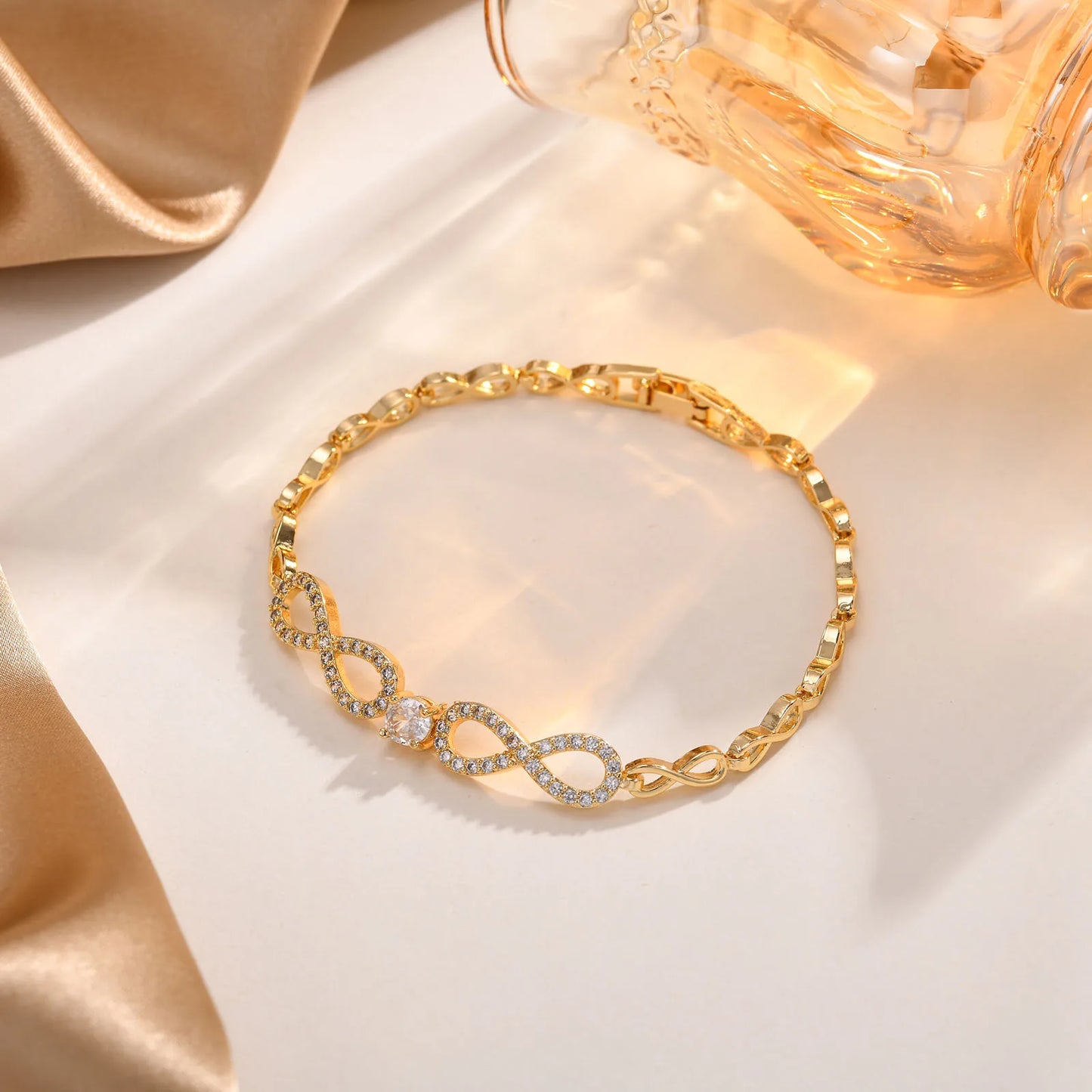 CZ Love Charm Chain Bracelet