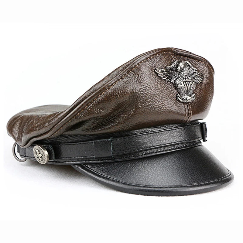 Retro Military Leather Cap