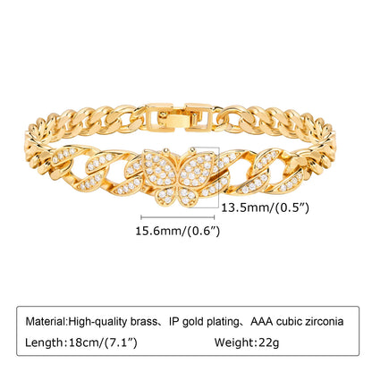 CZ Charm Cuban Chain Bracelet