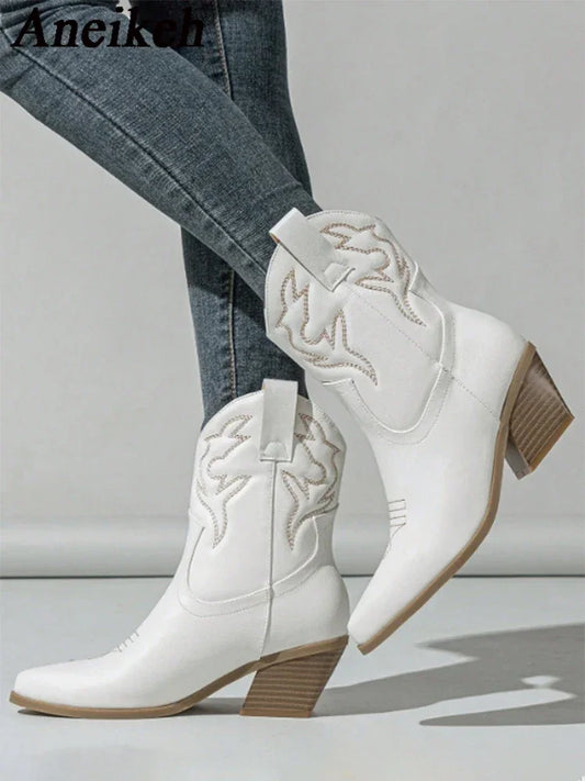 Embroidered Ankle Boots