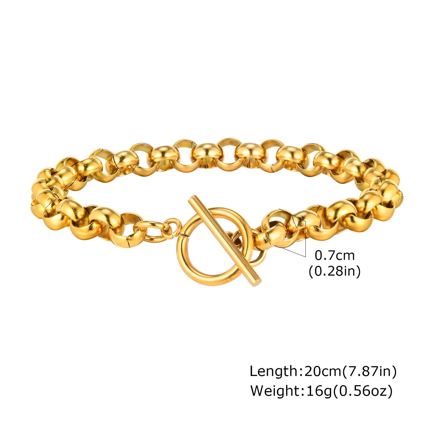 Gold-Tone Toggle Clasp Chain Bracelet