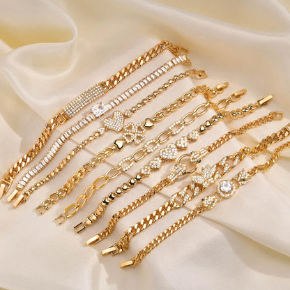 CZ Charm Cuban Chain Bracelet