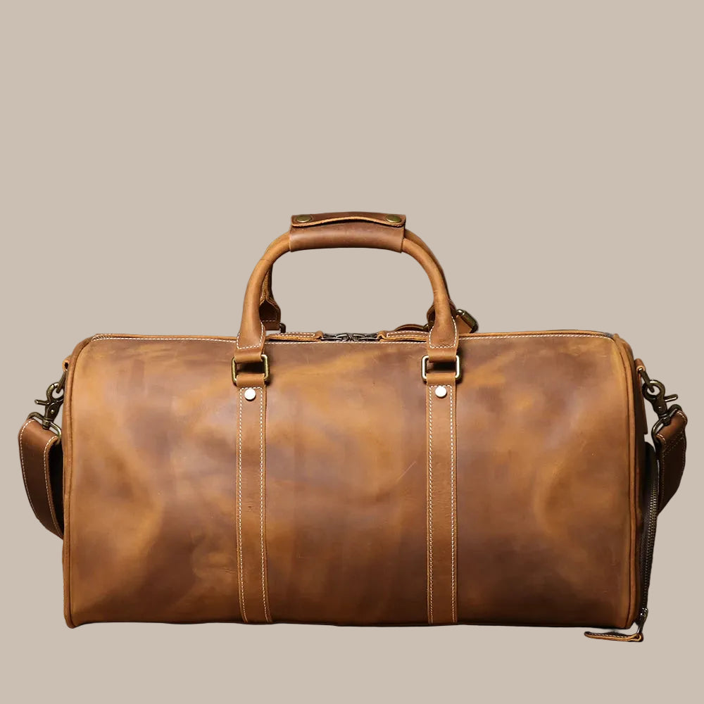 Men's Vintage Crazy Horse Leather Duffle