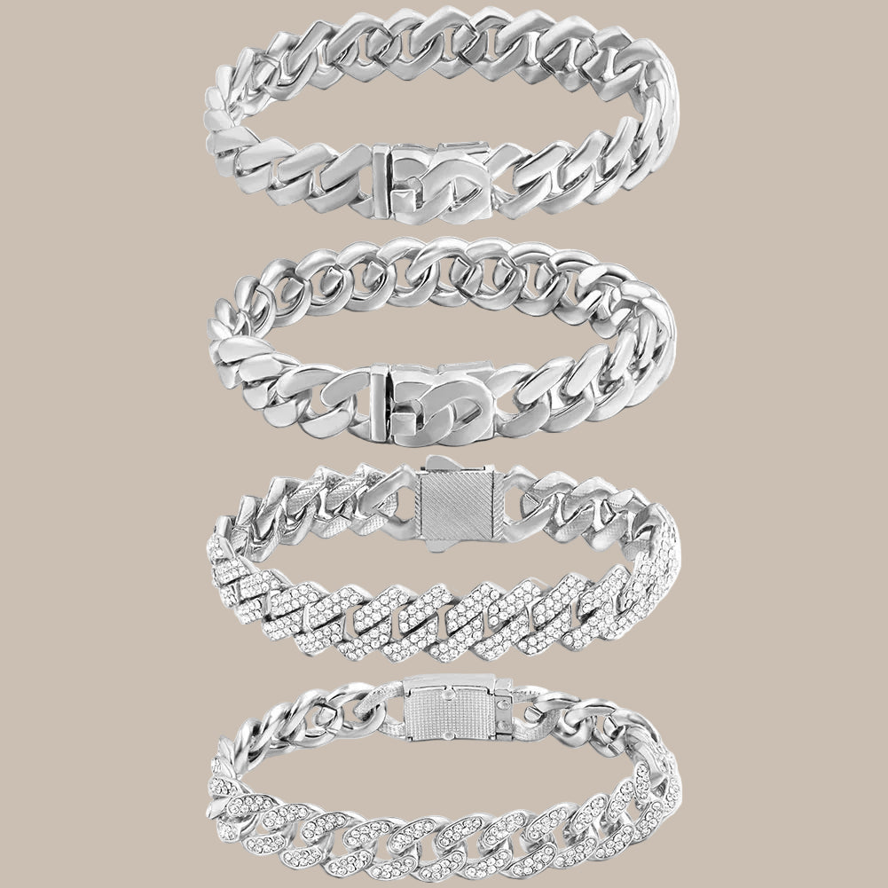 Full Rhinestone Prong Cuban Link Bracelet