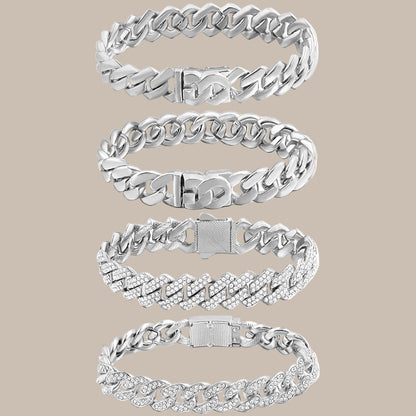 Full Rhinestone Prong Cuban Link Bracelet
