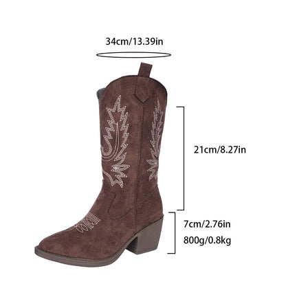 Pointed Toe Mid Heel Boots