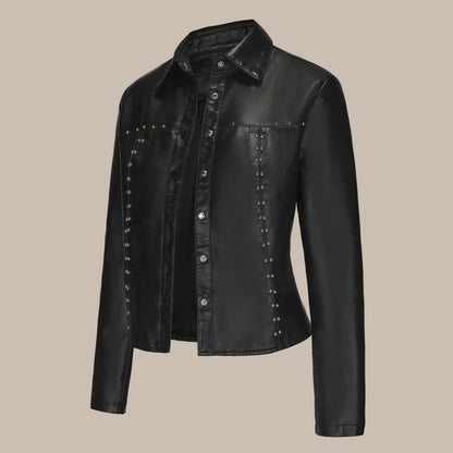 Stylish Rivet Leather Jacket