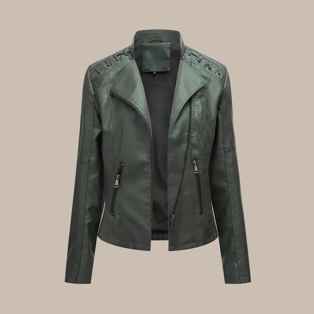 Women's Colorful Faux Leather Moto Jacket