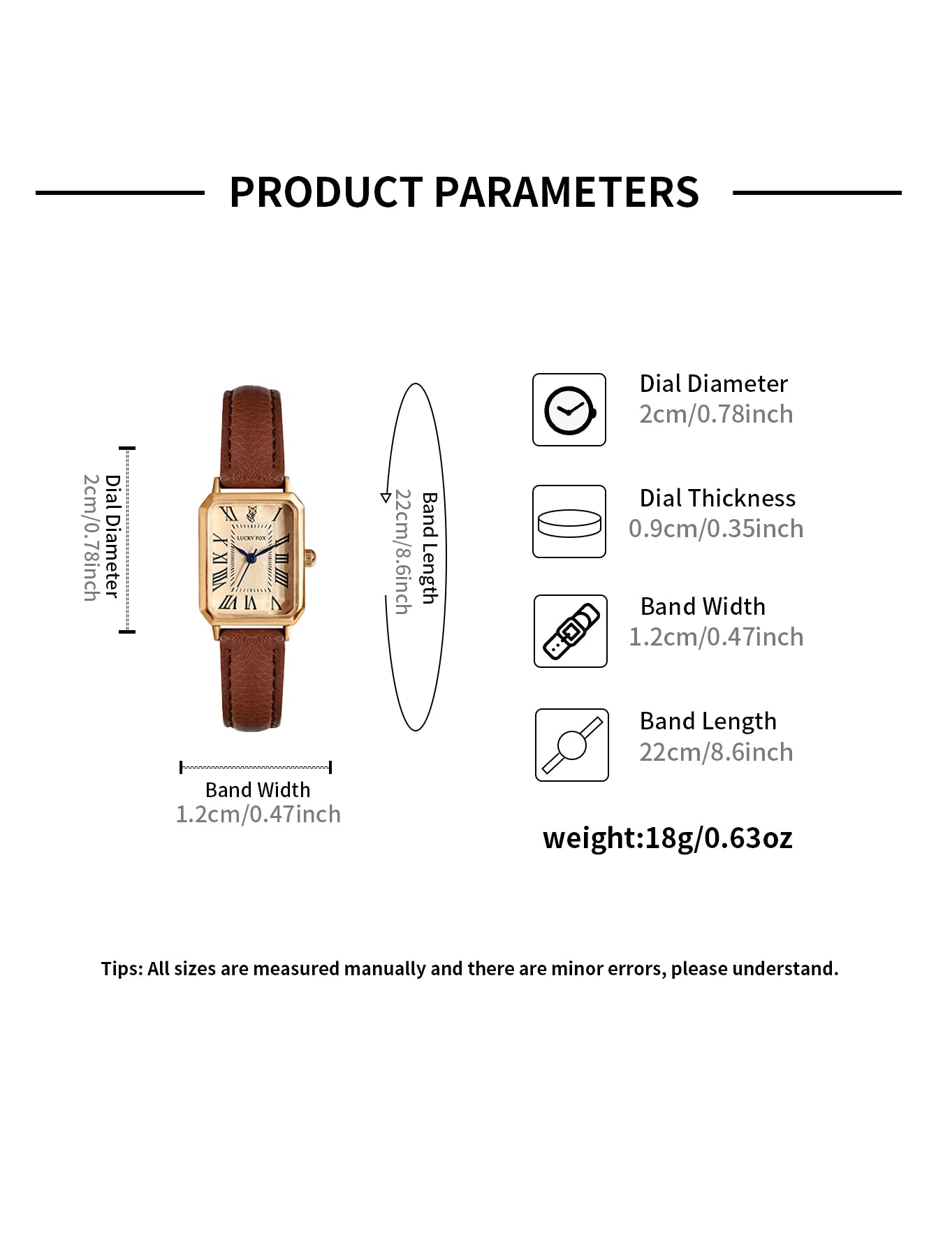 Square Leather Strap Watch